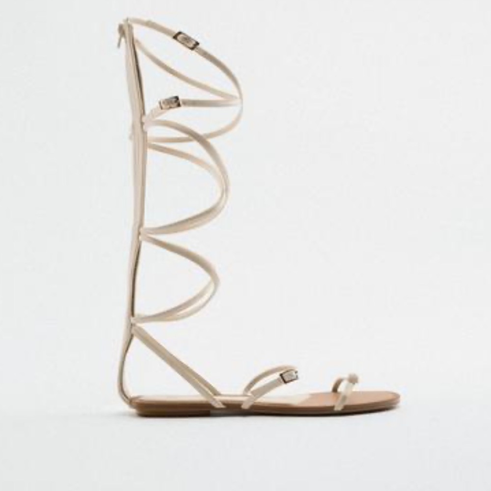 Zara white multi strap gladiator Sandals size 8 - only worn once !